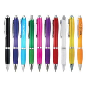 A curvy push action ball pen with a huge choice of barrel colours.