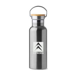 Tiset Double Walled Vacuum Bottle, bamboo lid with handle (500ml)